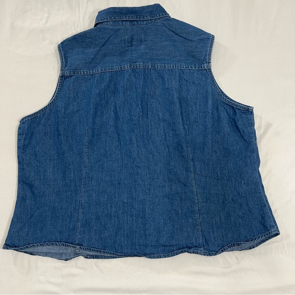 Emma James Vintage 90’ Spirit Sleeveless Denim Shirt Frontal Pockets Size XL - Picture 3 of 9